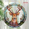 Reindeer Pattern Stained Suncatcher Window Decor Acrylic Hanging Pendant for Home Living Room Wall Garden Wreath Sign Ornament