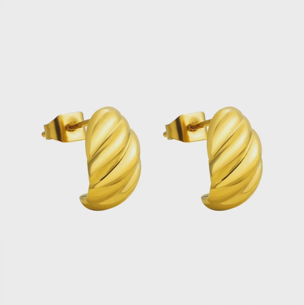 Elegant European & American Horn Bag Earrings - Women's Luxury Titanium Steel French Design