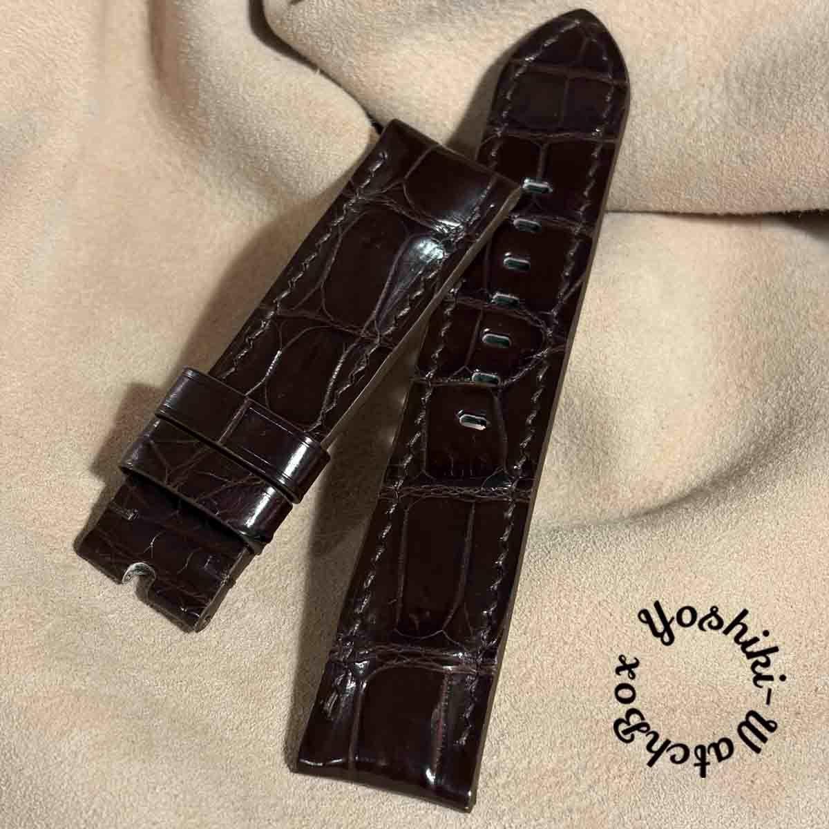 Used cro-2145 Crocodile watch strap dark brown (lug width 22 mm - buckle width 20 mm)