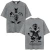 Anime Jojo Bizarre Adventure Kira Yoshikage Killer Queen Acid Washed T Shirt Mens Casual Cotton Short Sleeves Oversized Tshirts