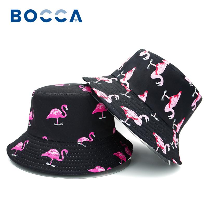 Bocca Cartoon Flamingo Bucket Hat Animal Printing Pattern FisherUnisex Hats Double Sides Panama Cap Unisex Women Summer Hot Selling