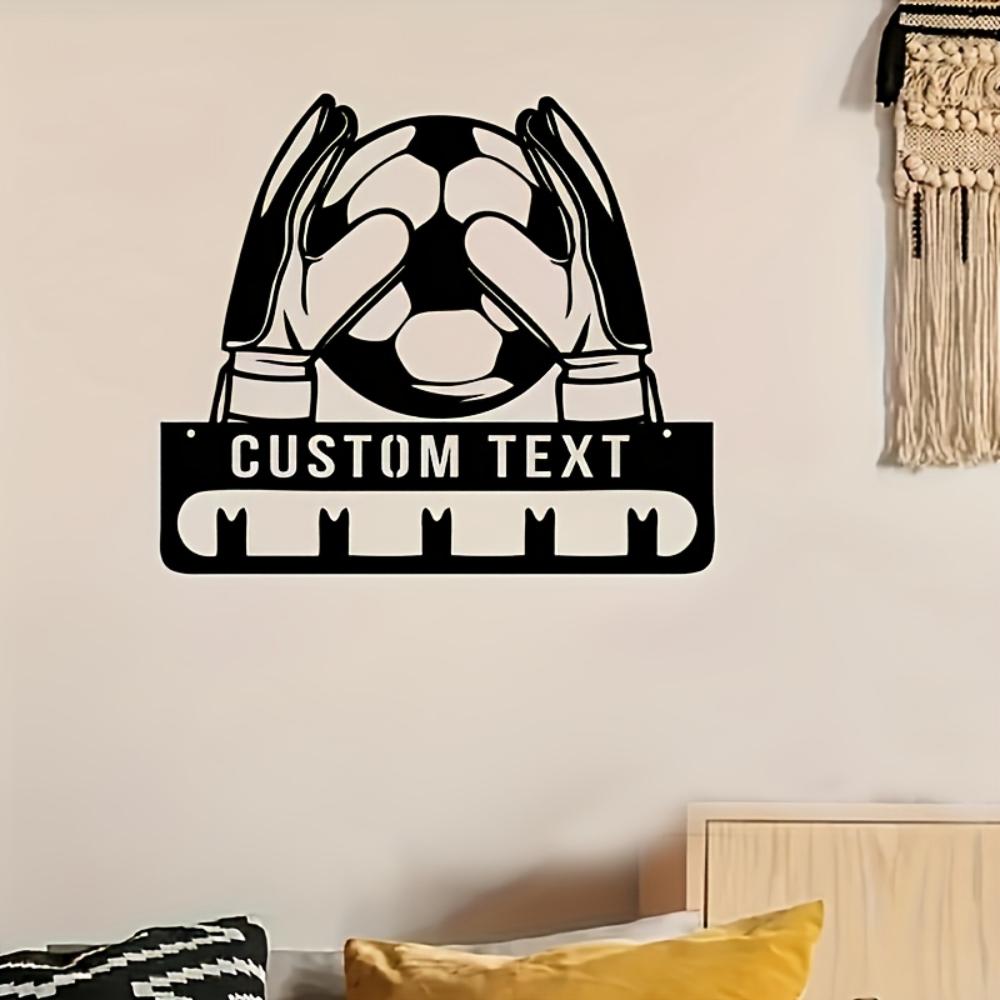 Personalized Soccer Goalkeeper Metal Sign Custom Name Monochrome Football Gift Sports Fan Christmas Wall Decor