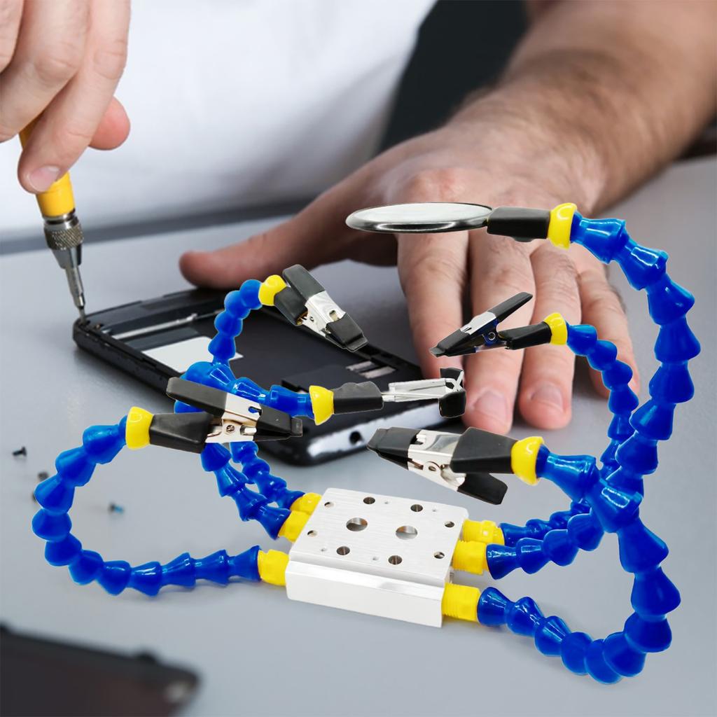 Octopus Welding Clamp with 5X Magnifier & Base PCB Soldering Holder Multi-Function Workbench Tool for Soldering/Repairing