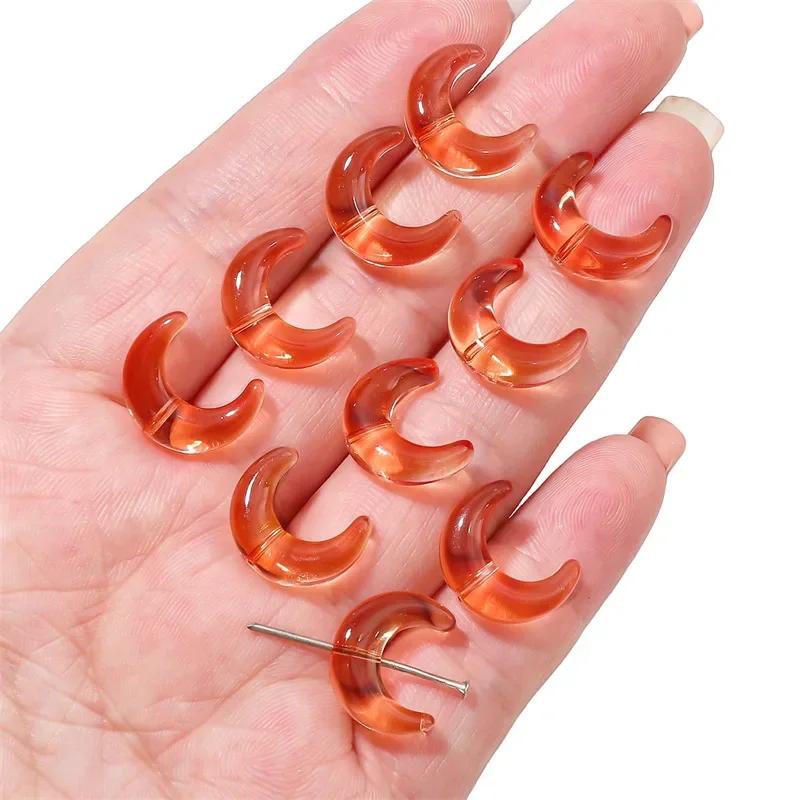 

Z01 10pcs 15x12mm Cute Translucent Glass Moon Texture Exquisite Colorful Beads Charm Bracelet Earring DIY Jewelry Trend Pendant 12x15mm(10pcs)
