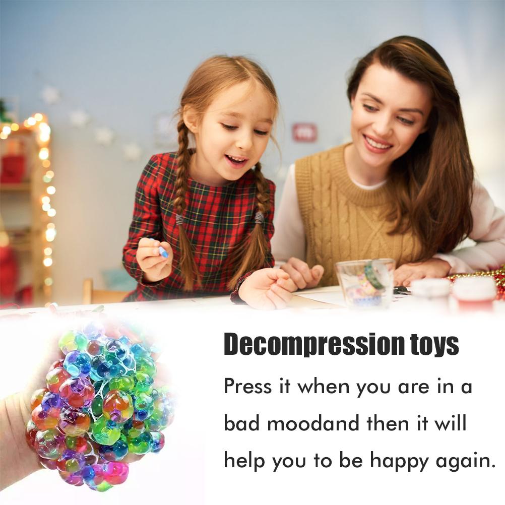 6CM Luminous Stress Balls Squeezing Grape Balls Bounce Decompression Toy Funny Soft Rubber Stress
