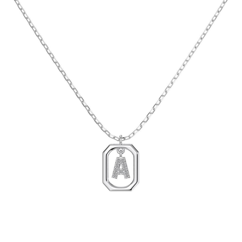 925 Silver Alphabet Pendant Necklace with Zircon Detailing - Women's Elegant & Unique Design