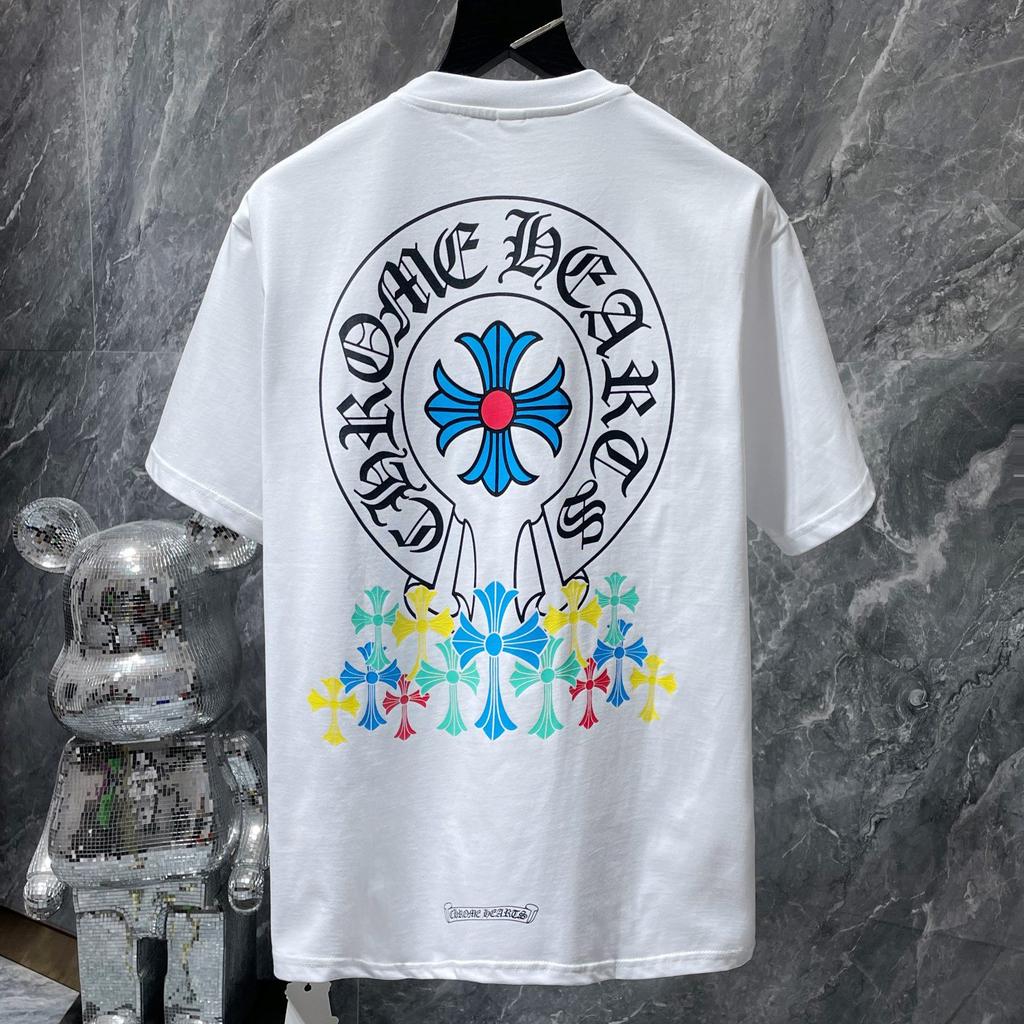 8708 CHROME HEARTS 2026 Summer New High Quality Cotton Round Neck Loose Large Size Men's and Women's T-shirt Couple T-shirt