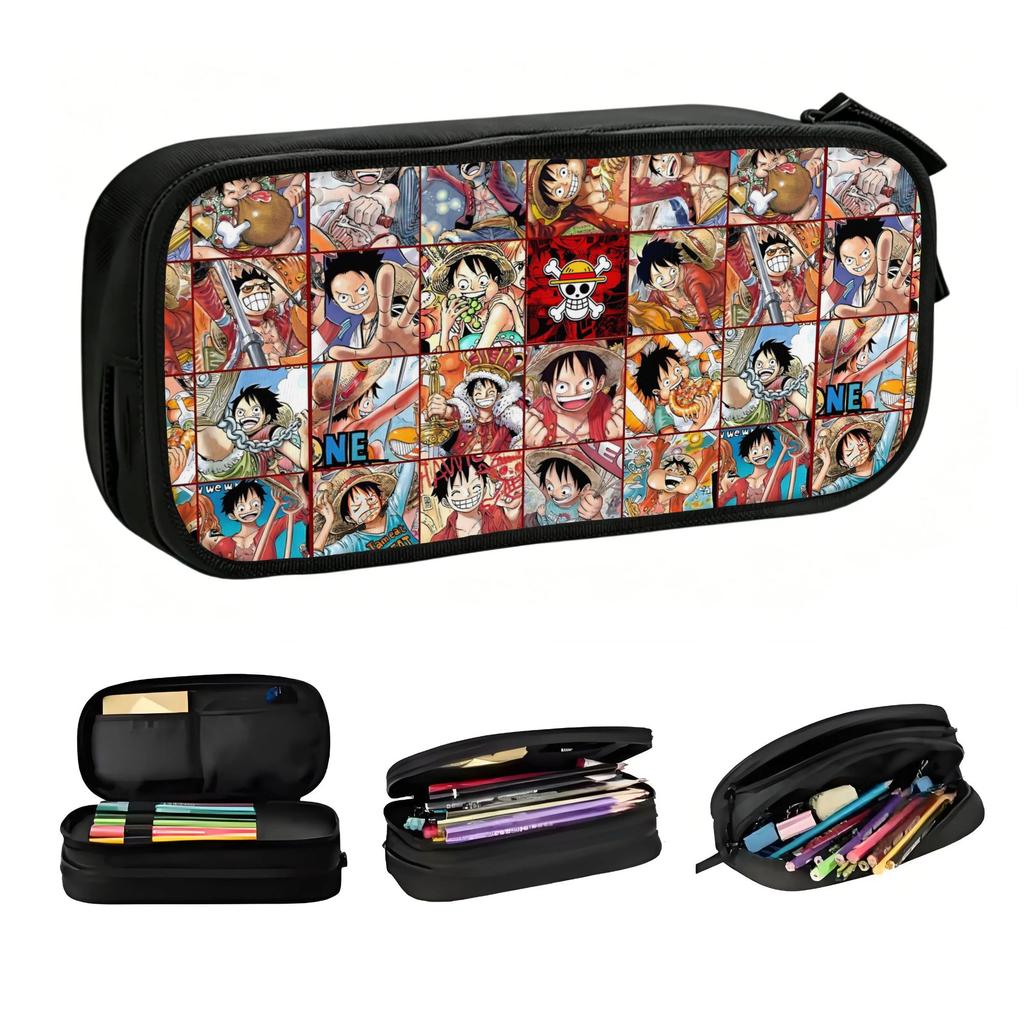 Cute Japanese Manga One Piece Anime Pencil Cases for Girls Boys Large Capacity Pen Bag Box School Supplies