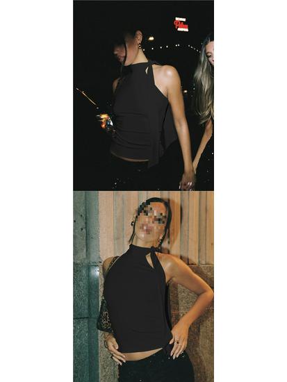 Summer Sleeveless Halter Strap Backless Crop Top for Women