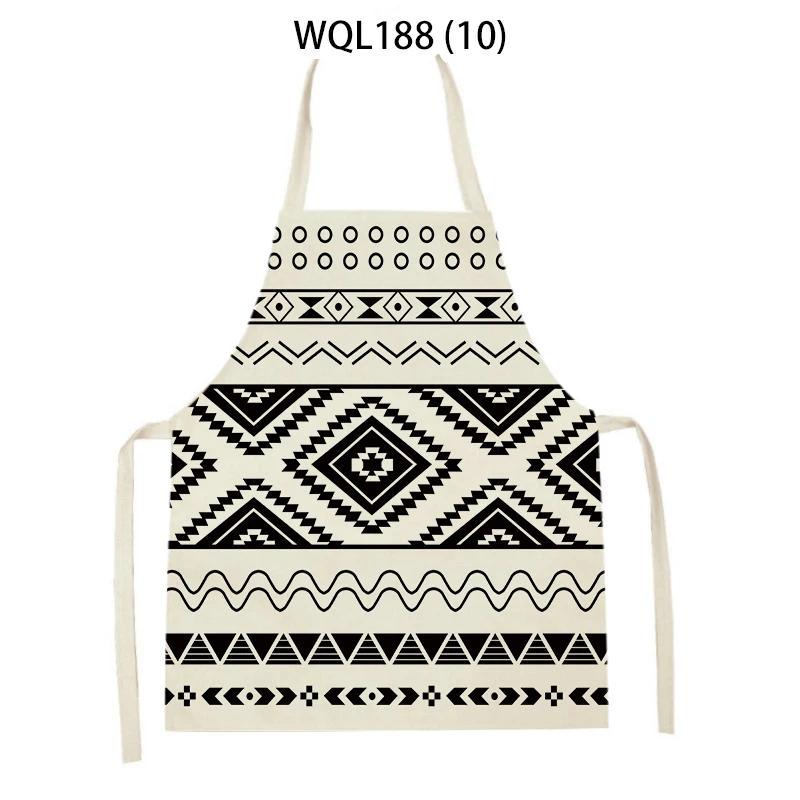 Retro Geometry Print Kitchen Apron for Woman Man Bohemia Linen Baking Aprons Adult Kids Cooking Apron Cleaning Tools Tablier
