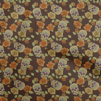 Cotton Flex Brown Fabric Skull Sewing Craft Projects Fabric Prints By Yard 40 Inch