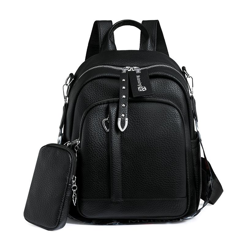 Soft Leather Backpack Student Schoolbag Large Capacity Travel Bag PU Women's Backpack