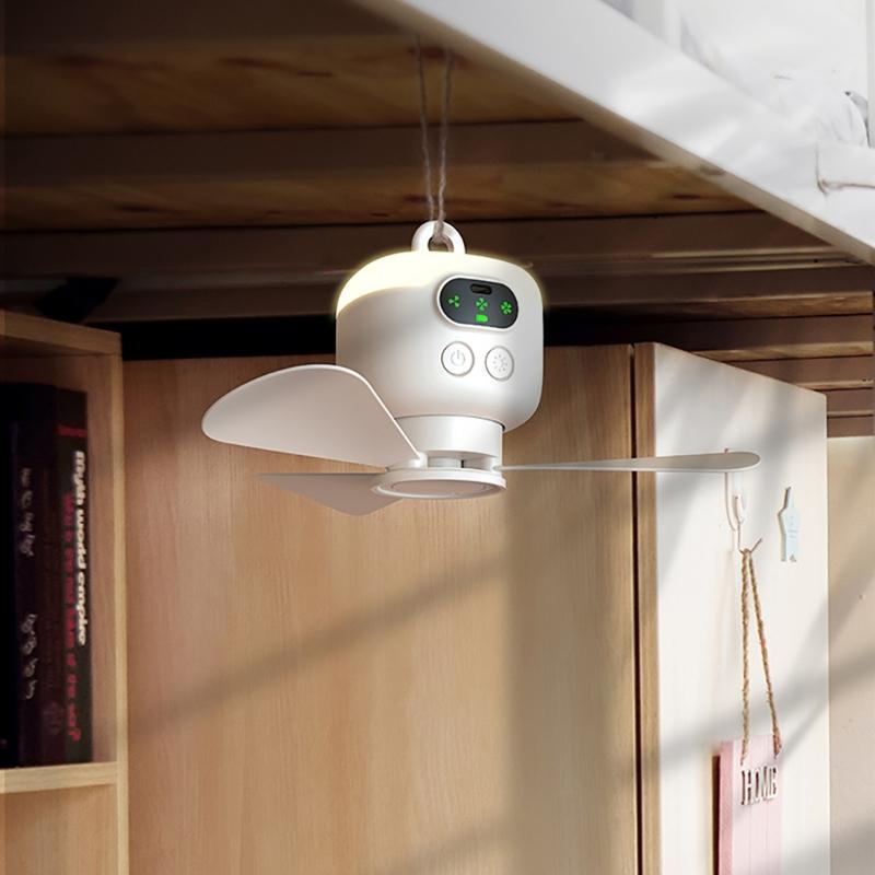 Rechargeable Ceiling Fan with Remote 4Speeds USB Ceiling Fan Hangings Fan for Camping Bed Camping Tent Canopys Cubicle