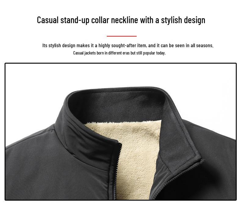 Men's Winter Fleece-lined Stand-up Collar Thick Jacket Plus Size