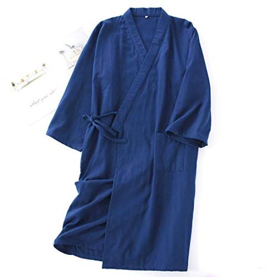 Midnight Diner Japansk front matchende rom Herrepyjamas, Jinbei, stil, ensfarget, stil, åpning, antrekk, bruk, stilig, ett stykke (M, blå)