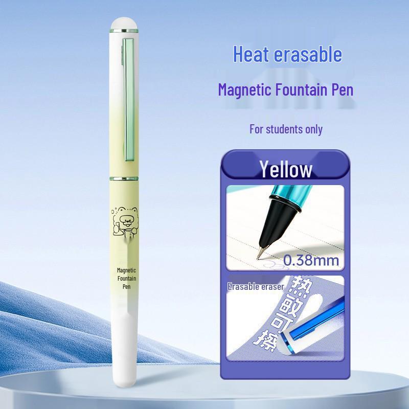 Refillable Ergonomic Fountain Pen for Students - Transparent Colored Plastic Design
