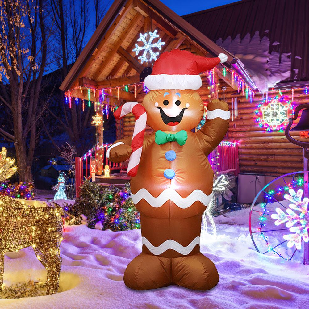 1.5m Inflatable Giant Gingerbread Man Model Gingerbread Man Ornament Decorative Gingerbread Man  for Christmas Garden Lawn