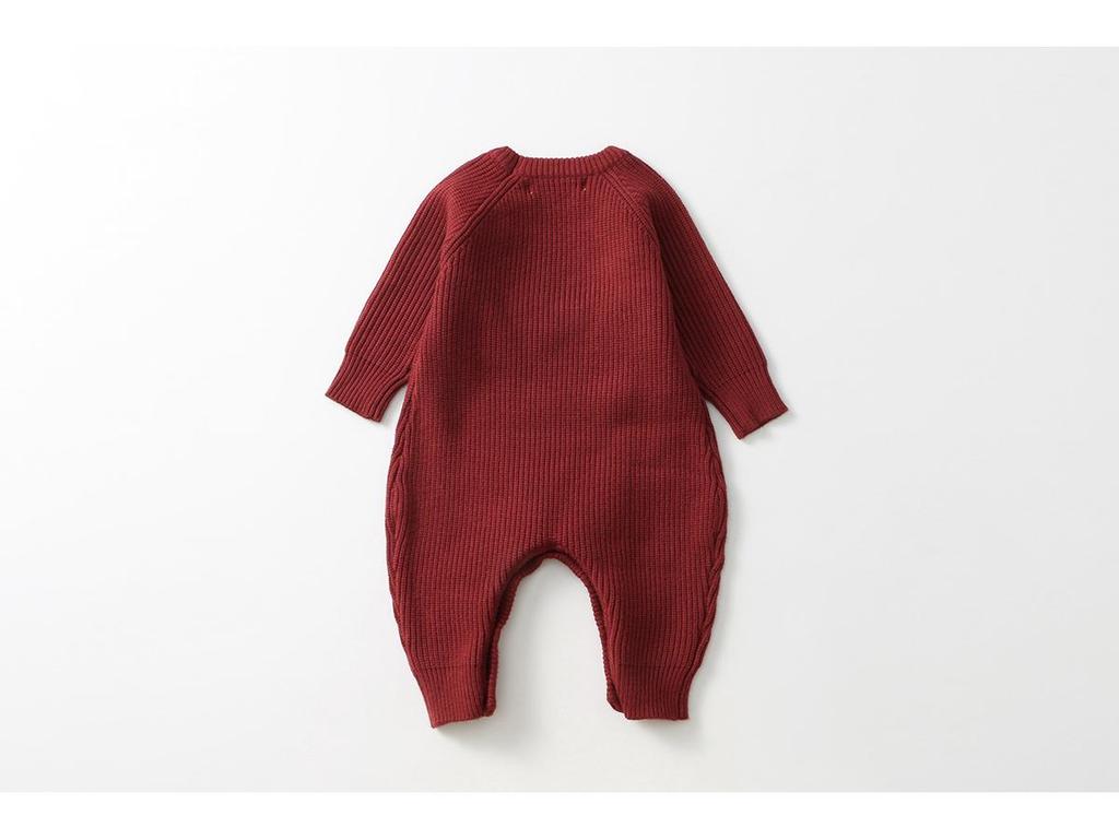 Jungen Frühling & Herbst Strick-Strampler - Roter Baby-Strampler & Pullover Set