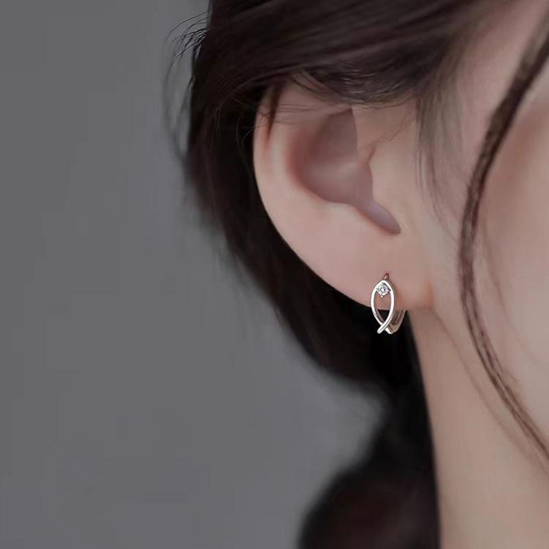 925 Sterling Silver Kitten & Fish Ear Cuffs - Women's High-End Design Temperament Earrings