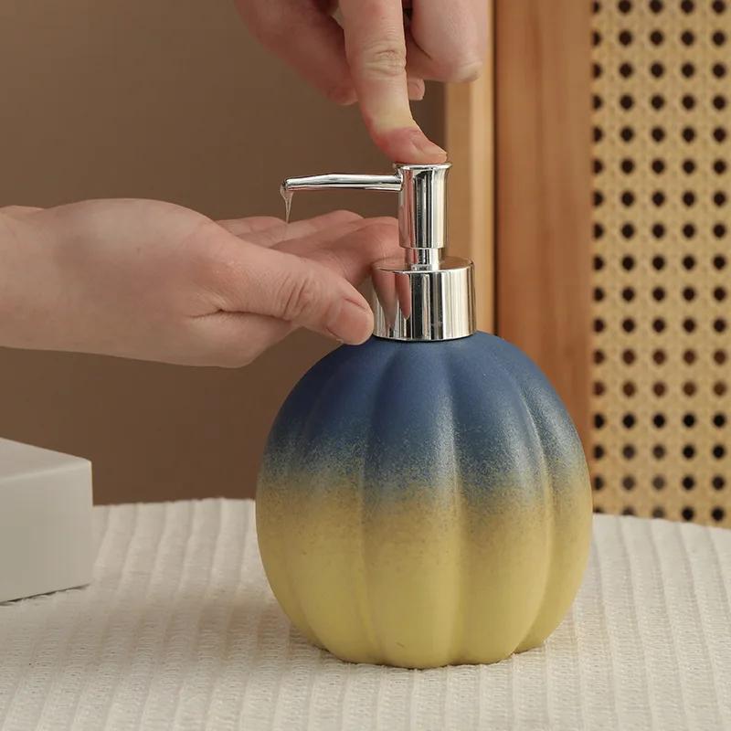 Seifenspender Kürbis Keramik Händedesinfektionsflasche Shampoo und Duschgel Drücken und Spenden Flasche Dekoration Spender