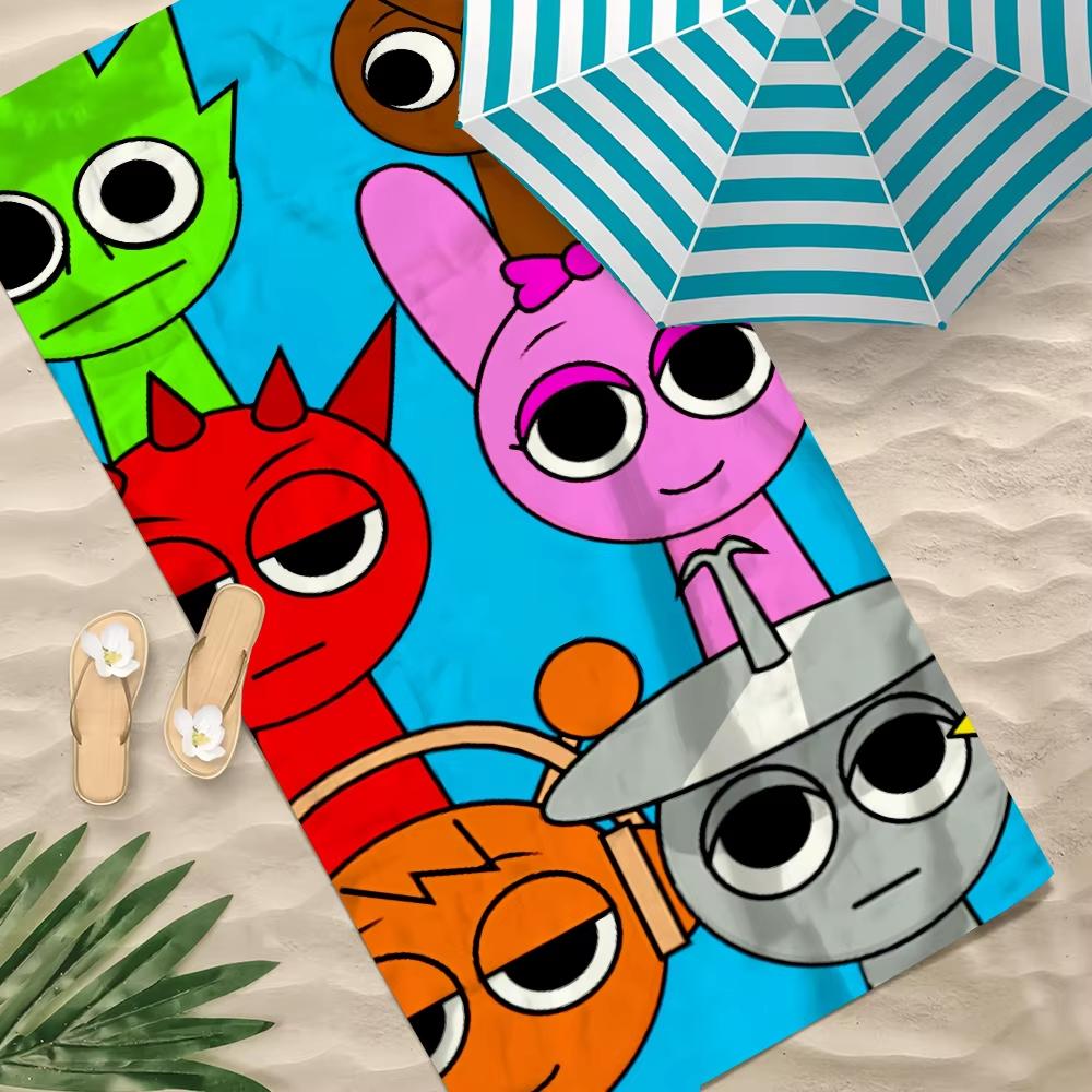 

Cartoon S-Sprunki Pattern Towel Soft Pool Gift For Travel Gym Shower Camping Quick Dry Sports Large Beach Towel Fun Towel W40*H60(CM)