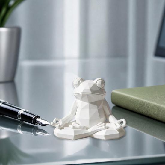 Yoga Frog Sculpture, 3D Printed Meditating Frog Figurine, Faceted Frog Sit in Meditation Statue for Desk Shelf Room Zen Decoration