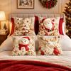 4PCS Elk Christmas Pillow Covers New Year Snowman Pillow Cover Atmosphere Xmas Pillowslip  Sofa
