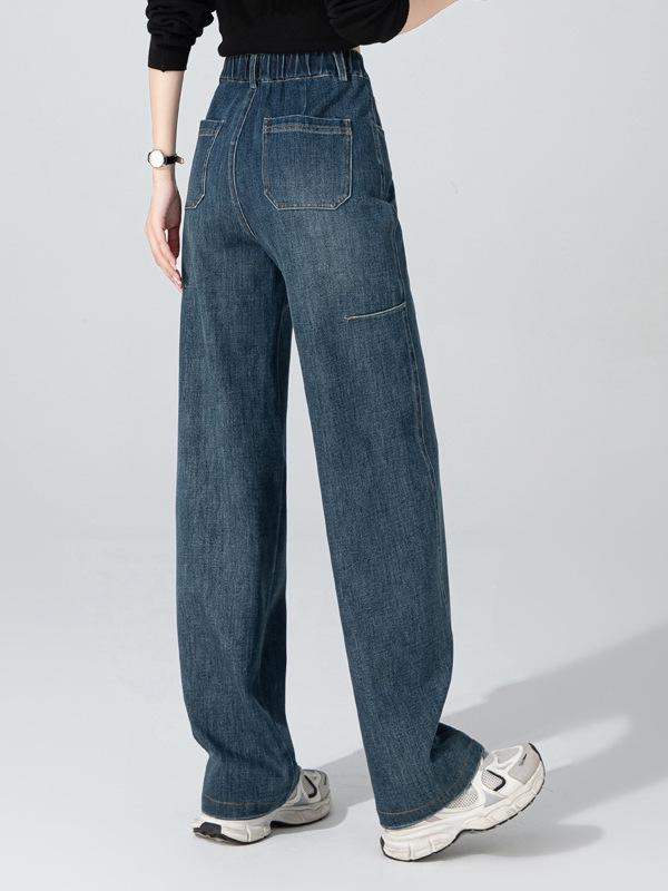 Zhengzhou Women's High Waist Loose Straight Leg Jeans - Casual Autumn Fashion