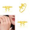 Trendy Rhinestone Embellished Butterfly Knot Ring With Sweet Floral Elements For Girls