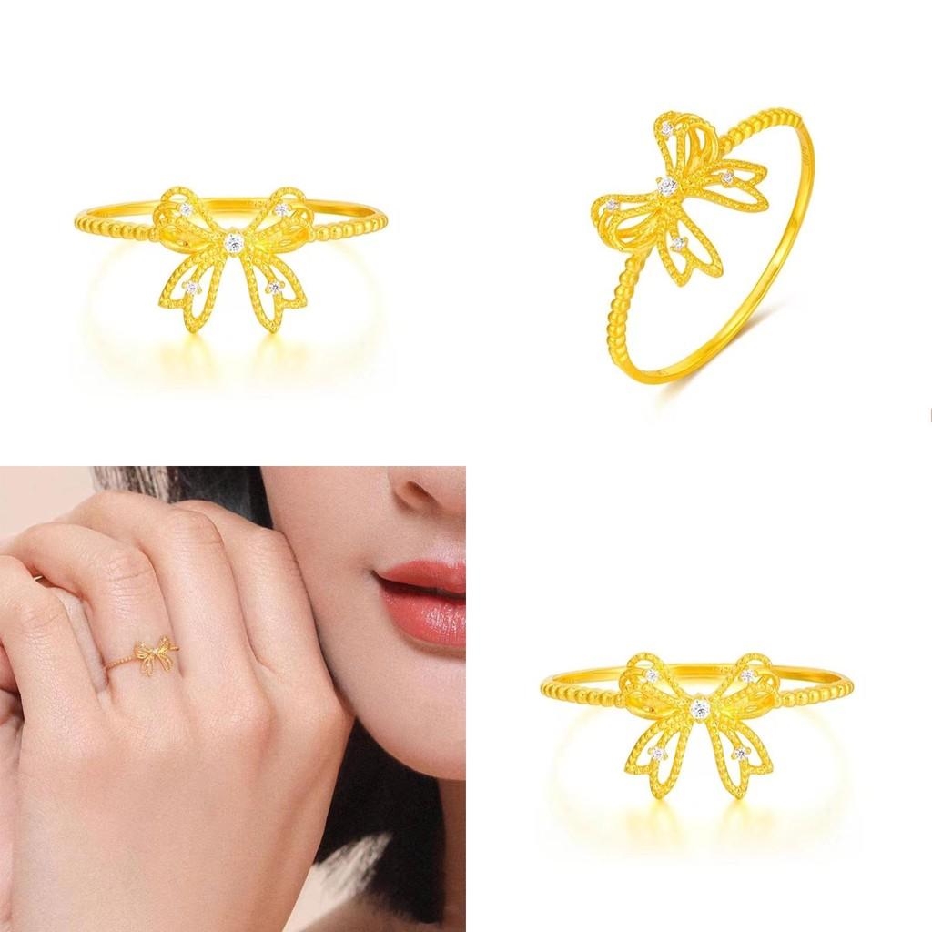 Trendy Rhinestone Embellished Butterfly Knot Ring With Sweet Floral Elements For Girls
