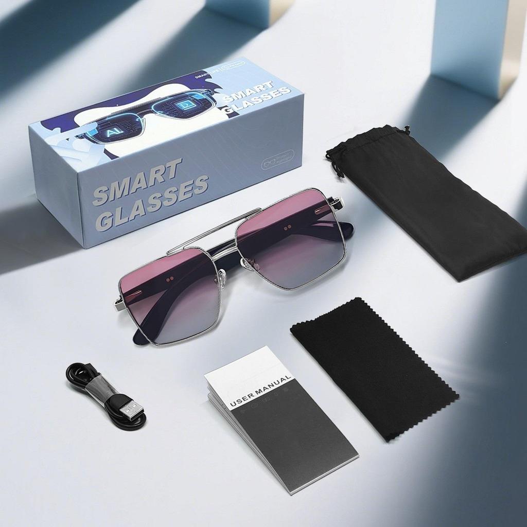 KI Bluetooth Smart Glasses mit automatischer Ein-/Aussch-Funktion, Metall-Federgelenke, Musik- & Anrufsensoren