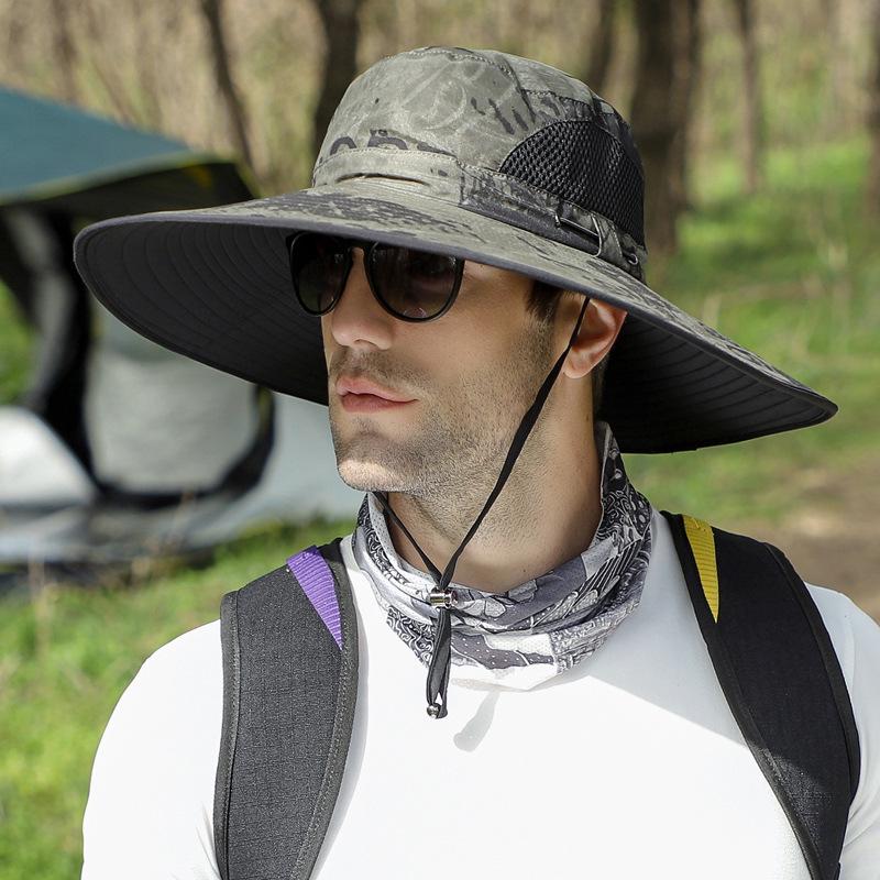 

Men s Wide Brim Sun Protection Hat with Solar Fan for Summer Hiking and Camping Large Brim Standard Version