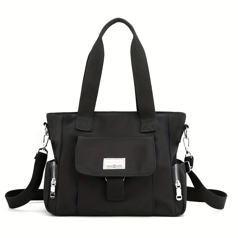 New fashionable women's bag, large capacity versatile solid color handbag, zipper closure, simple casual canvas crossbody bags