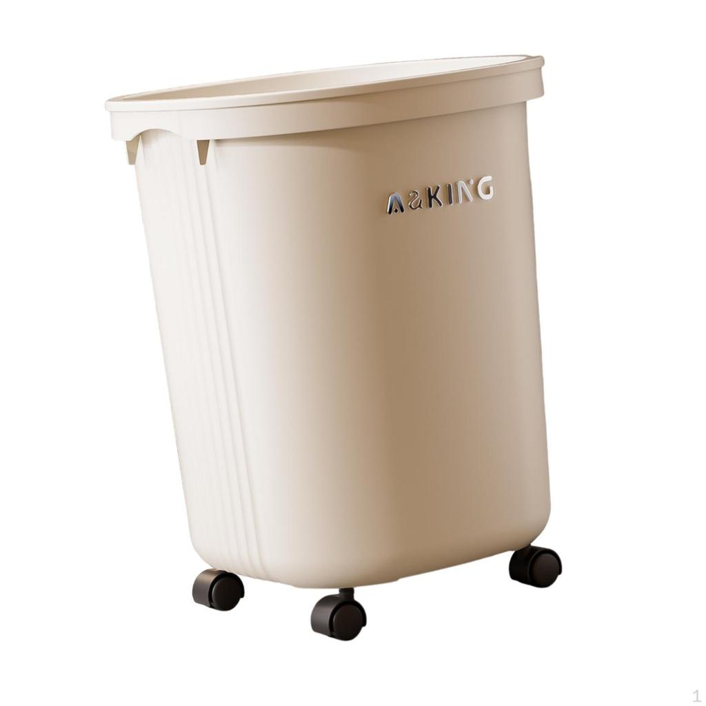 Trash Can with Wheels Dustbin Household Large Capacity Nordic Wastebasket Rubbish Bin for Apartment