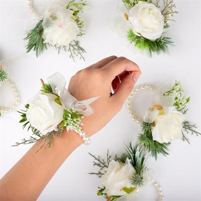 1PC Wrist Corsage Bridesmaid Sisters Rose Pearl Breast Flower Wrist Flower