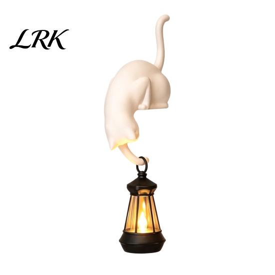 Entryway Key Rack 3D Printed Cat Shelf Sitter with Lantern, Whimsical Figurine Hook for Decor Keys, Decorative Book Edge Statue, Creative Desktop