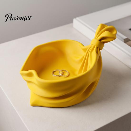 Creative Gift for Christmas 3D Printed Bag Shaped Storage Tray, Pleated Catchall Bowl Candy, Festival Desktop Ornament Festive Table Centerpiece