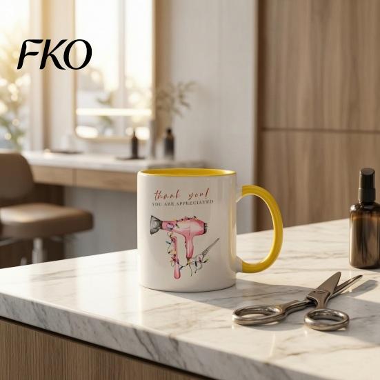 Smooth Surface Ceramic Mug Hairdresser Coffee Cup, Large Capacity Mug, Oversized Tea with Comfortable Handle Microwave Safe Cup Office Size