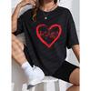 White T Shirt With Red Heart Music Notes Print For Casual Wear And Music Lovers