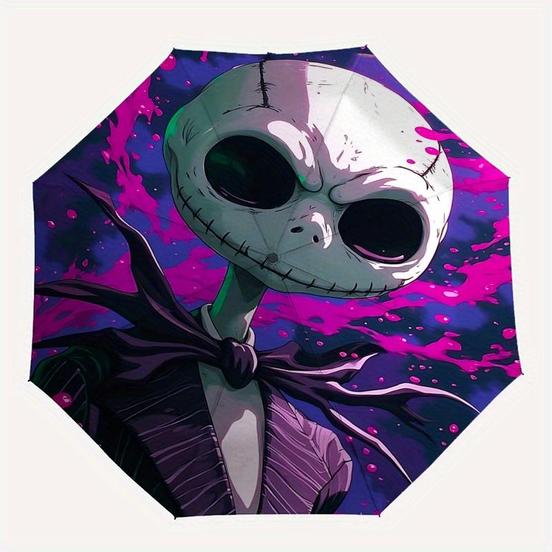 1 Auto Open Jack Skellington, Nightmare Before Christmas Themed Colorful 8-rib Portable Umbrella for Men and Women, A Compact Commuting Comp