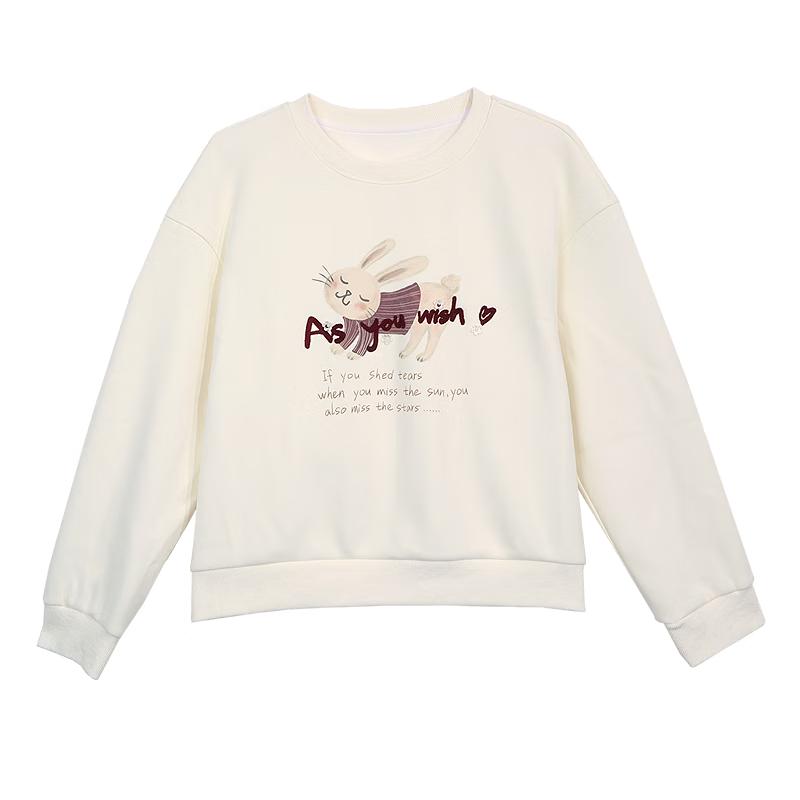 Betu Women s Rabbit Print Embroidered Sweatshirt M