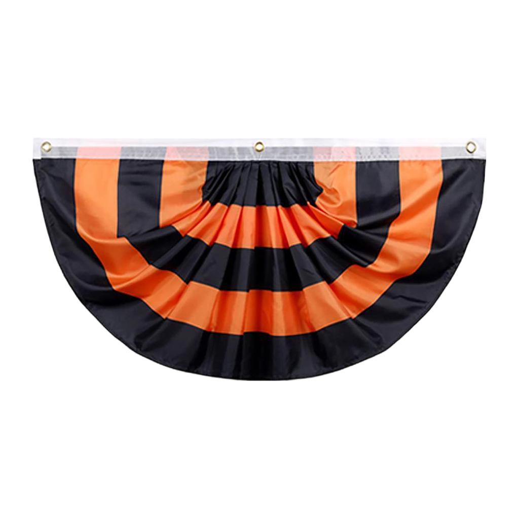Halloween Theme Fan Shaped Banner 45x90cm Durable Polyester Fabric with Printed Patterns for Indoor Outdoor Decoration