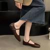 2024 Spring New Fashion Style Mary Jane Temperament Commuter Single Shoes Fairy Flat Heeled Small Leather Shoes