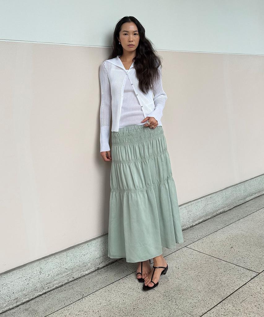 Baniseunyuyog 26Ss Pleated Tiered Skirt Mint
