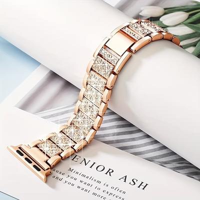 Elegant Rhinestone Stainless Steel Watch Band | Unisex, Secure & Compatible with Apple Watch Series 1-Ultra 9 (38-49mm)