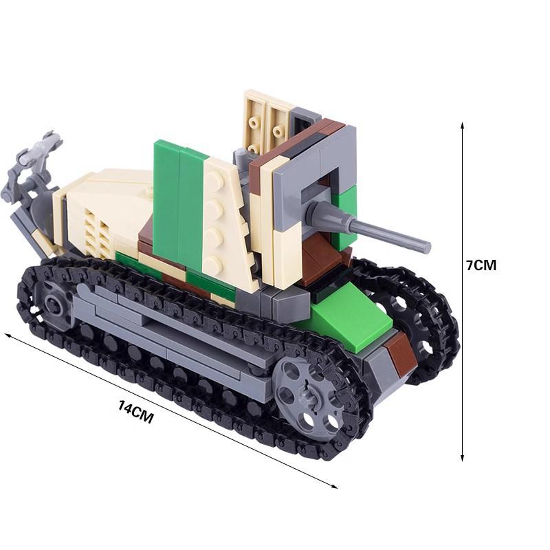 Military World War II French FT-17 Light Engineering Tank MOC Building Block R35 Tracked Tank Model Children's Toy