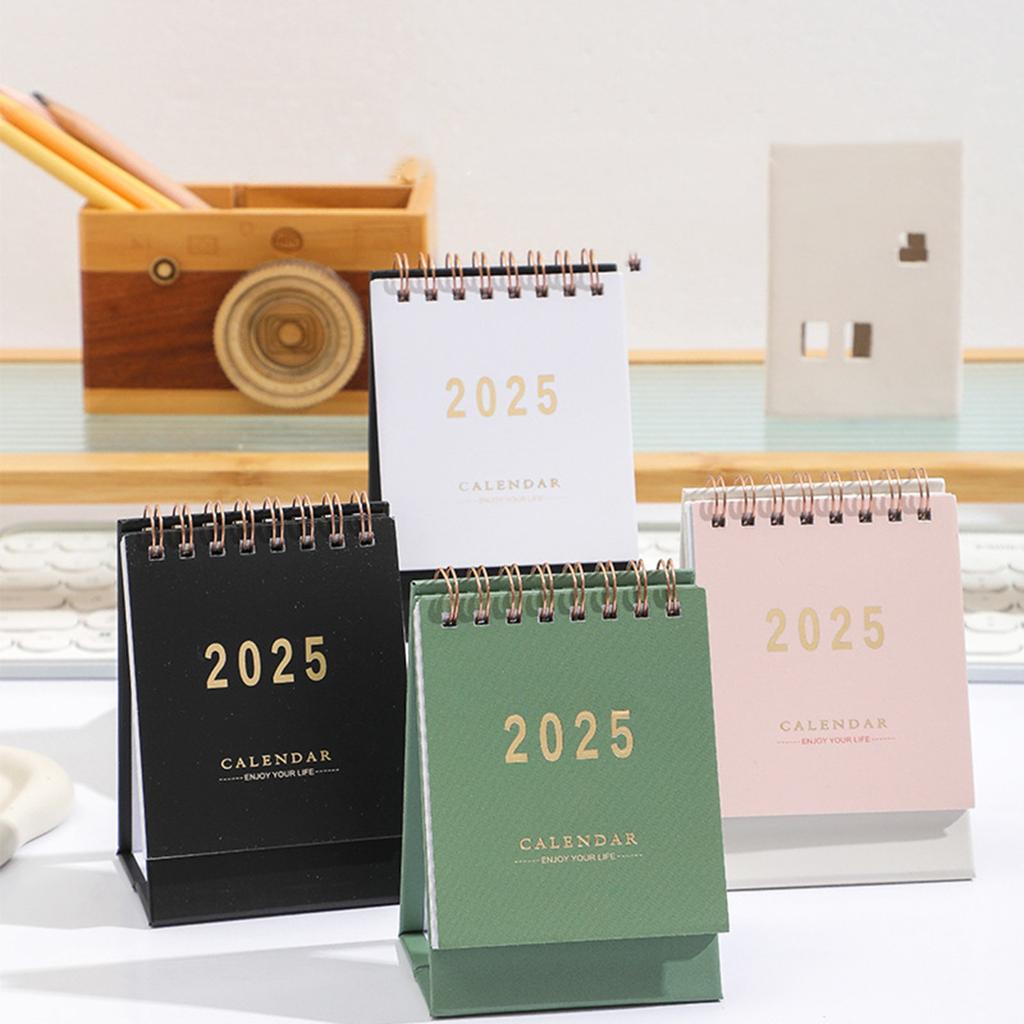 2025 English Small Desk Calendar Solid Color Calendar Desktop Memo Record Message Small Ornaments