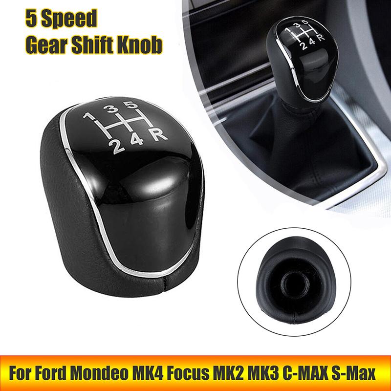 Pommeau de levier de vitesse manuel 5/6 vitesses pour voiture, poignée de levier de vitesse en cuir, remplacement pour Ford Focus Mk2 Mk3 Mondeo Mk4 S-Max C-Max Kuga Transit