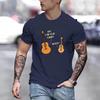 Men's Printed Loose Short Sleeved T-shirt with Guitar Letters Shirt