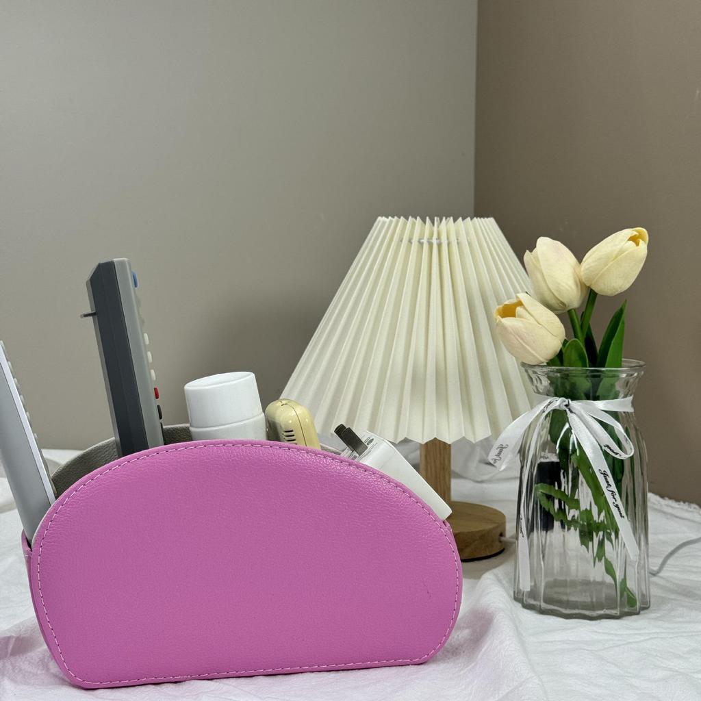 Pudełko PU Skóra Wielofunkcyjny Organizer na Biurko na Piloty i Pędzle do Makijażu